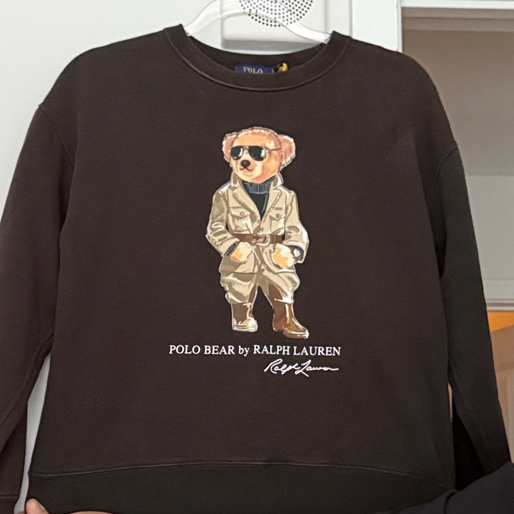 Ralph Lauren UNISEX Black  Crewneck Sweater with Polo Bear